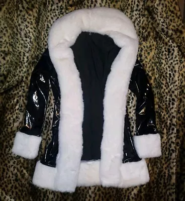 Buy Dolls Kill Work Of Fiction Patent Faux Fur Trim Jacket Coat M Pvc Patent Goth  • 57.85£