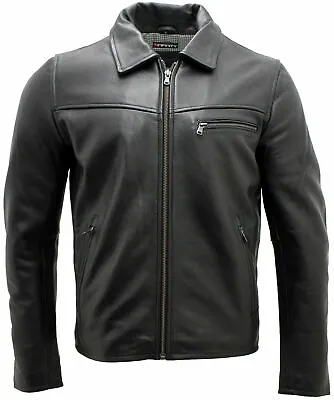 Buy Men's Smart Black Leather Jacket • 109.99£