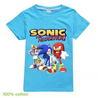 Buy Sonic The Hedgehog Casual Short Sleeve T-shirt Summer Beach Tshirt Top Kids Boys • 9.69£
