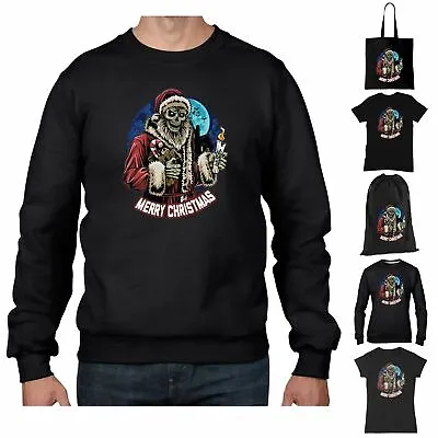 Buy Merry Christmas Skeleton Santa Claus T Shirt - Gothic Skull Jumper Grim Reaper • 14.95£
