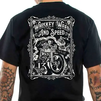 Buy Lucky 13 Men's T-Shirt Whiskey Weed & Speed Punk Tattoo Rockabilly Biker • 24.24£
