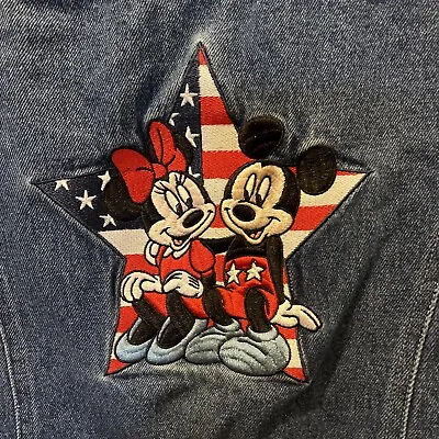 Buy Vintage Disney Store Mickey & Minnie EmbroiderDenim Jacket Girls 10/12 American • 24.13£