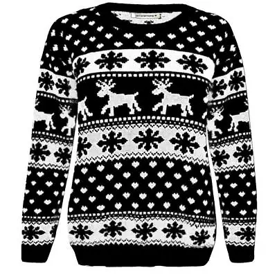 Buy Ladies Snowflake Reindeer Christmas Jumper Womens Novelty Winter Xmas Sweater • 17.04£