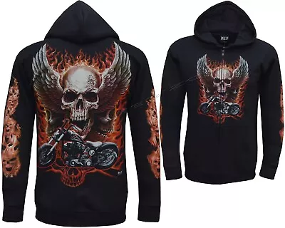 Buy New Ghost Rider Skull Motorbike Motorcycle Glow In The Dark Hoodie Hoody Jacket • 28.99£