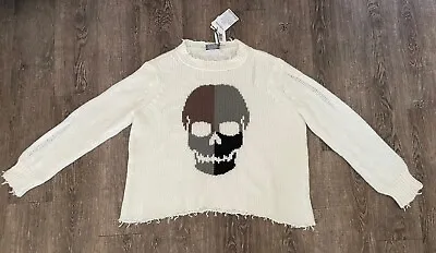 Buy New $129 Wooden Ships Pure Snow Colorblock Skull Crew Mohair Wool Sweater Sz S/M • 75.90£