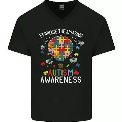 Buy Embrace The Amazing Autism Autistic ASD Mens V-Neck Cotton T-Shirt • 8.99£