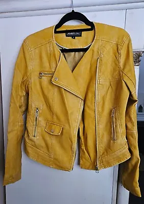 Buy NEW Leather Mustard Biker Jacket Size 10 / Fabric Vegan • 32£
