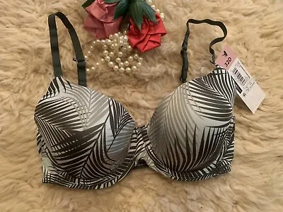 Buy Kindly Yours Sustainable Tailored Full Coverage T-Shirt Bra Palm Print Size 32D • 9.64£