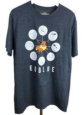 Buy POKEMON Eevee Evolve T-shirt; Sz L; 2019; Unisex; Grey; Nintendo • 11.22£