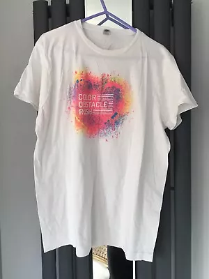 Buy Color Obstacle Rush White T Shirt Top Multicoloured Size Medium, Unisex, Active • 4.99£