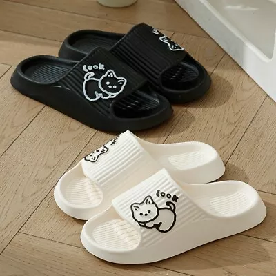 Buy Women Men Bath Shower Cat Cute Slippers Non-slip Soft Comfy Sandals Flat Shoes • 5.99£