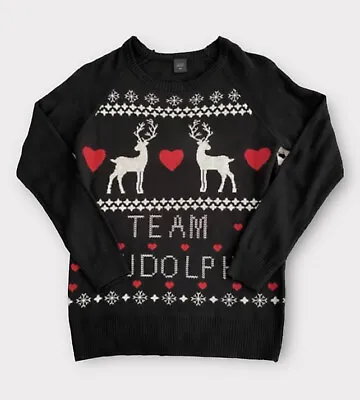 Buy Kohls Women’s Sweater Size XS Team Rudolph Reindeer Hearts Christmas Crew Neck • 0.80£