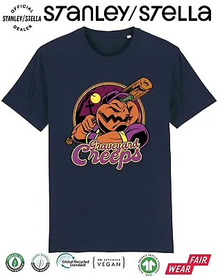 Buy Graveyard Creeps Baseball T-Shirt Halloween Mens Womens Kids Costume Pumpkin Tee • 10.99£