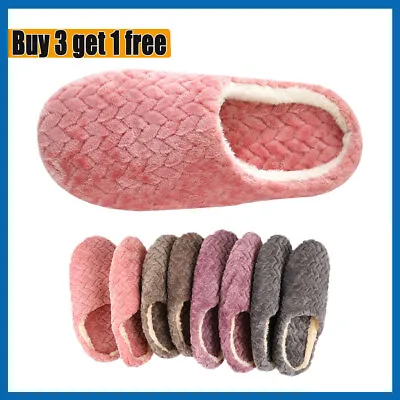 Buy Men Women Slippers Ladies Winter Warm Fur Lined Mules Shoes House Size 5.0-8.5 • 5.08£
