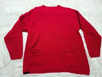 Buy Joan Vass Womens Red Sweater Grandpa Pullover OSFA Oversized Pockets Vintage USA • 16.36£