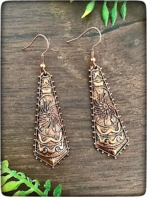 Buy NEW Bronze Rose Gold Copper Colour Hippy Boho Bohemian Ancient Style Earrings • 12.99£