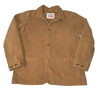 Buy Levi's Denim 30s Style Chore Jacket Mens L Large Tan Brown Cotton Button Up • 54.99£
