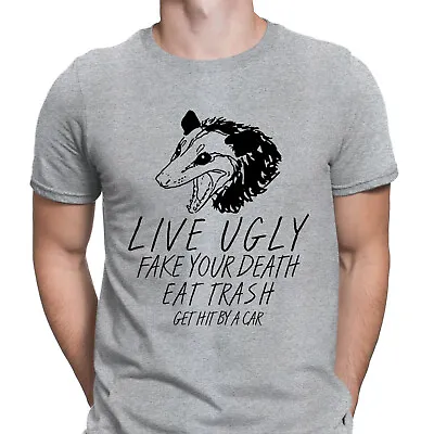 Buy Opossum Quotes Live Ugly Fake Your Death Eat Trash Funny Mens T-Shirts Top #D • 9.99£