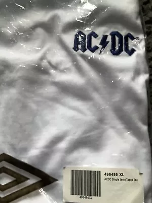 Buy Acdc White Umbro Shirt With Embroidered Logo Still Sealed With Tags Out Of Print • 35£