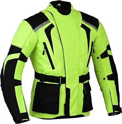 Buy Green Hivis Motorbike Jacket Waterproof  Motorcycle Armour Protector  • 37£