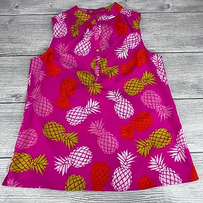 Buy Margaret Josephs Sleeveless Top Womens Sz S Pink Pineapple Print Blouse Tank • 9.23£