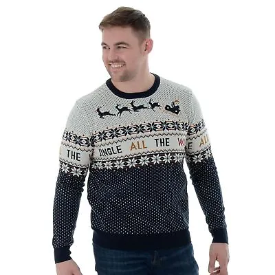 Buy Mens Novelty Light Up Flashing Knitted Christmas Jumper Xmas Jingle All The Way • 15.99£