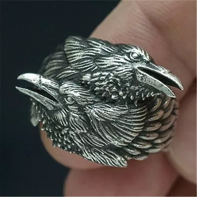 Buy Ravens Ring Norse Mythology Odin Crow Stainless Steel Ring Nordic Amulet Jewelry • 5.22£