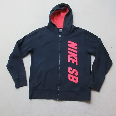 Buy Nike SB Hoodie Boys XL Navy Blue Full Zip Spell Out Skateboarding Casual Jersey • 10.99£