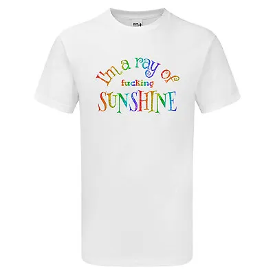 Buy I'M A RAY OF FUCKING SUNSHINE (Rainbow) Tshirt Mens Womens Offensive Fun Jokes • 14.95£