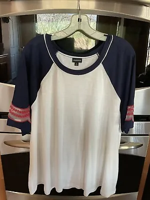 Buy Torrid Women Raglan T-Shirt  With Fancy Short Sleeves Scoop Neck Pullover Size 4 • 7.89£