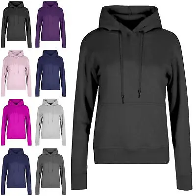 Buy Kids Unisex Plain Hooded Pockets Girls Boys Jumpers Sweatshirt Top Age 5-13 Year • 7.49£