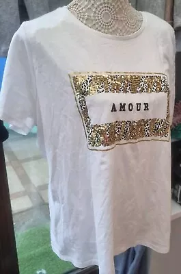 Buy Very White Short Sleeve Tunic Top Amour Logo Cotton 22 • 8.95£