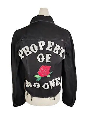 Buy High Heels Suicide Denim Jacket Size Small Black Property Of No One Patches • 28.94£