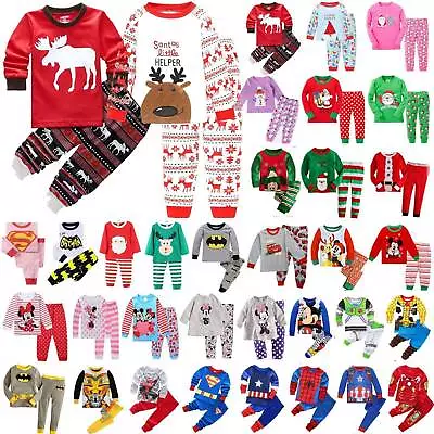Buy Girls/Boys Children Christmas Xmas Santa Long PJs Pyjamas Outfit Gifts Cotton UK • 11.52£