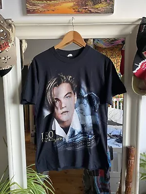 Buy Vintage Single Stitch Leonardo DiCaprio Titanic T-Shirt Large Black • 72£