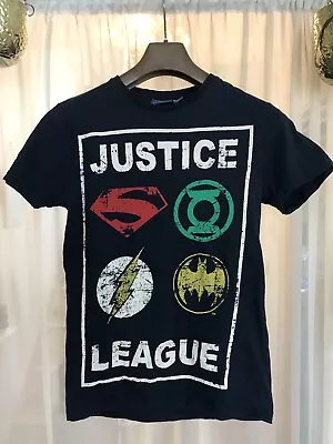 Buy Vintage Rare Retro Justice League Navy Crew Neck T-Shirt 100% Cotton Size Small • 12£