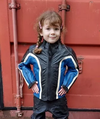 Buy Baby Biker Kids Chicane Children's Motorcycle Race Leather Jacket Blue Faulty M • 26.99£
