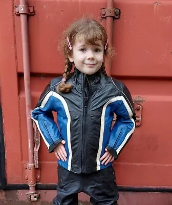 Buy Baby Biker Kids Toddler Childs Race Chicane Leather Jacket Blue • 29.99£
