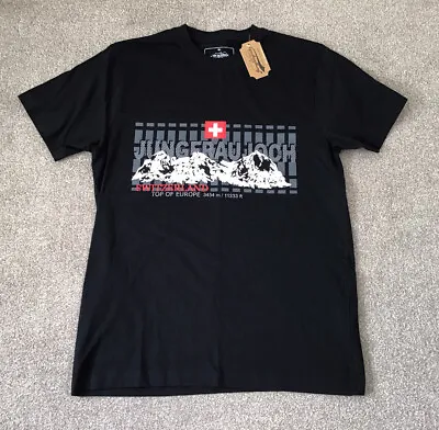 Buy Mens Mountain Tshirt Jungfraujoch Tshirt Switzerland Black L • 12.95£