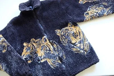 Buy Womens Animal AOP Tiger Thick Fleece Zip Jacket XL BNWOT Black All Over Print • 30£