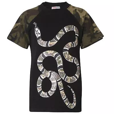 Buy Kids Boys T Shirts Designer's 100% Cotton Green Snake Print T-Shirt New 5-13 Yrs • 6.99£
