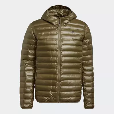 Buy Adidas Varilite Hooded Down Slim Fit Olive Jacket • 84.95£