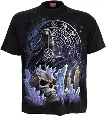 Buy Witchcraft Mens T-Shirt By Spiral Direct Crow Celestial Full Moon Skull • 15.99£