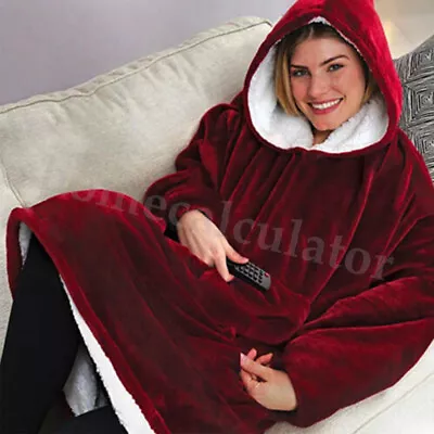 Buy Hoodie Blanket Oversized Ultra Plush Comfy Sherpa Giant Hooded Sweatshirt Warm • 7.99£
