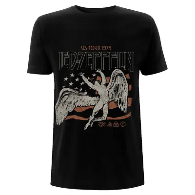 Buy Led Zeppelin T-Shirt US Tour 1975 Rock Band New Black Official • 15.95£
