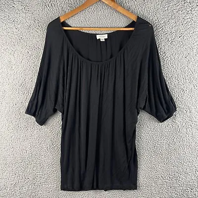 Buy Witchery Womens Top Small Black Short Sleeve Round Neck Pullover Flowy • 1.87£