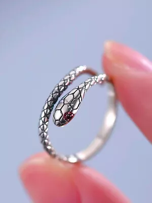 Buy Cool Snake Adjustable Ring 925 Sterling Silver Plt Women Girl Men Jewellery Gift • 2.99£