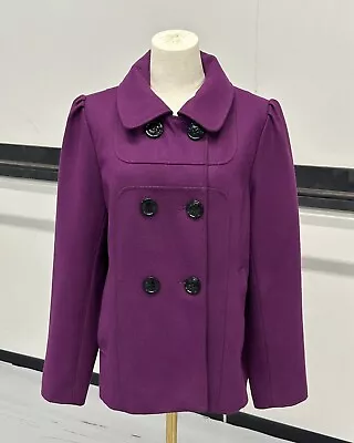 Buy Steve Madden Women’s Purple Double-Breasted Wool Pea Coat Jacket Button Size XL • 33.78£