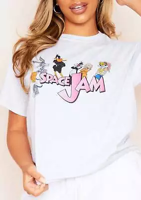 Buy Michelle Grey Space Jam Retro 90s Cartoon Graphic T-Shirt • 4£