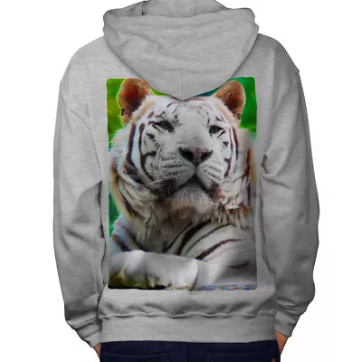 Buy Wellcoda Tiger Beast Photo Mens Hoodie, White Design On The Jumpers Back • 25.99£